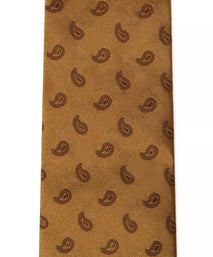 Mustard Yellow Paisley Motif Silk Woven Tie