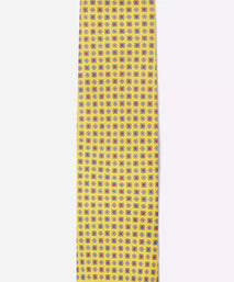 Yellow & Blue Small Biscuit Motif Silk Printed Tie