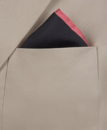 Navy Blue & Pink Silk Twill Woven Pocket Square