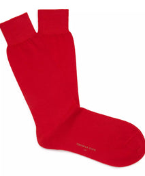 Red Mid Length Fine Merino Wool Socks