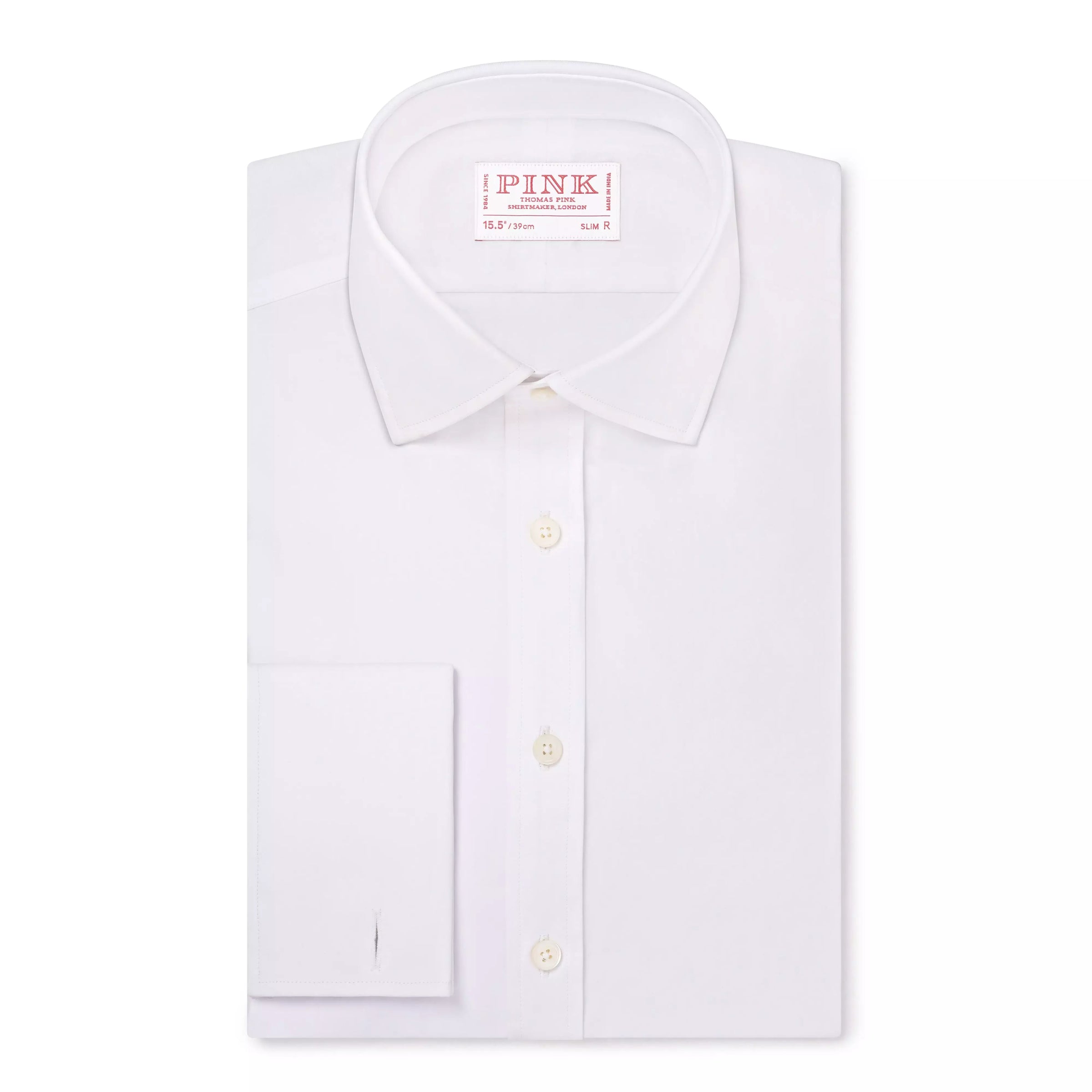 White Slim Fit Double Cuff Poplin Formal Shirt