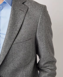 Grey Tailored Fit Merino Wool Unstructured Jacket