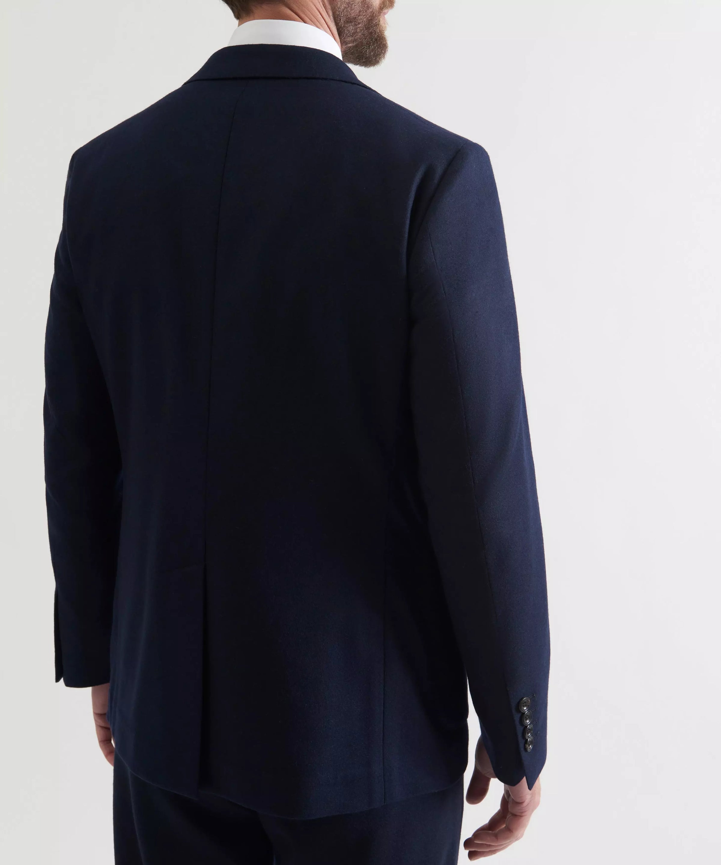 Navy Blue Tailored Fit Merino Wool Unstructured Jacket