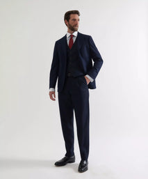 Navy Blue Tailored Fit Merino Wool Unstructured Jacket
