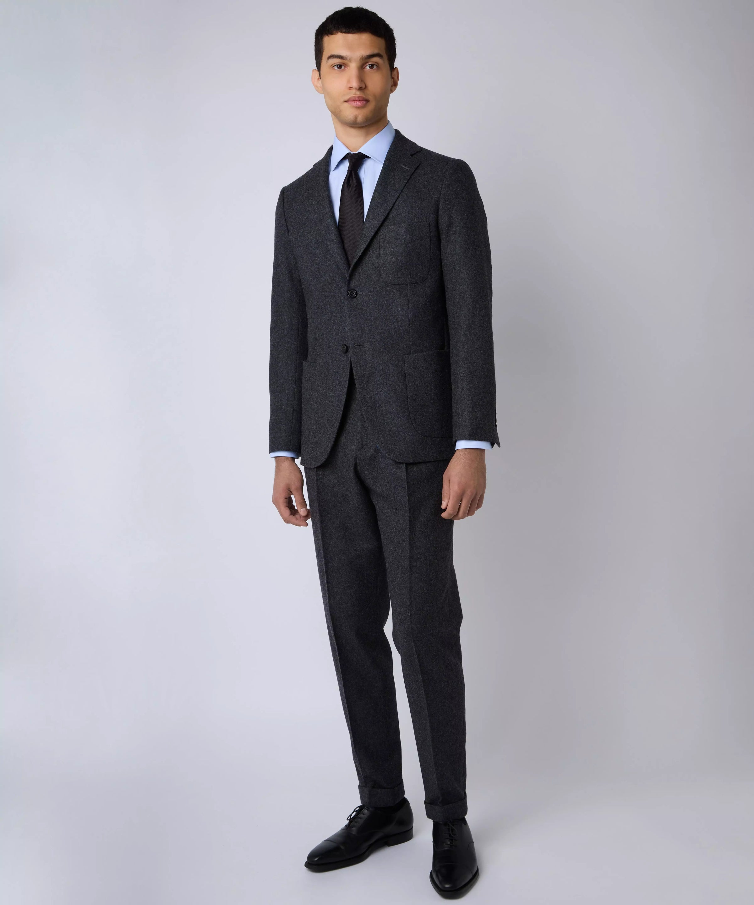 Charcoal Grey Tailored Fit Melange Merino Wool Jacket