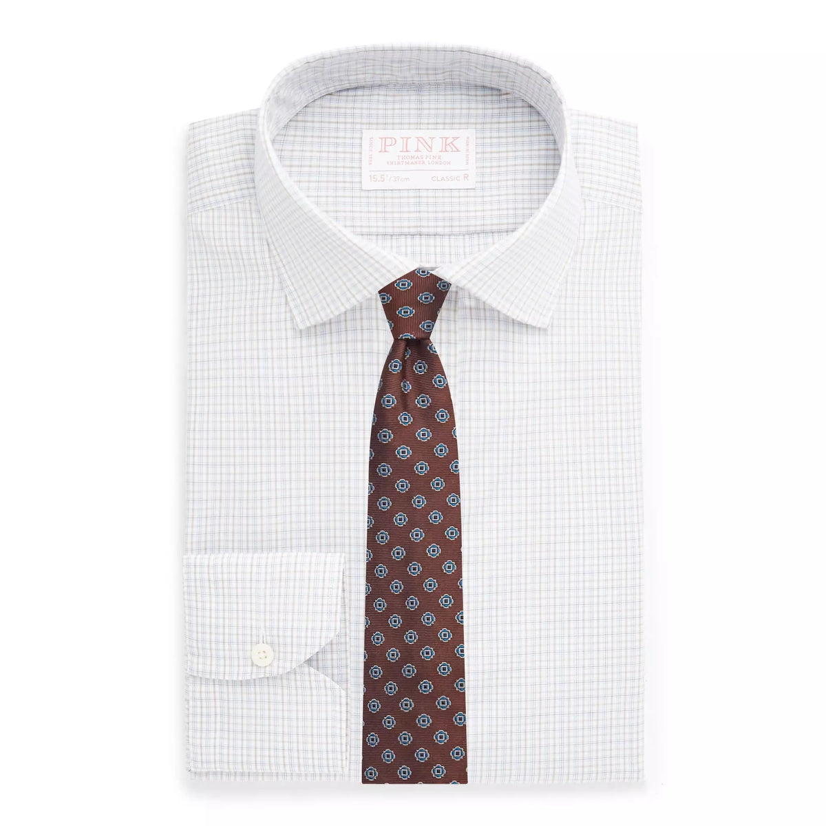 Beige & White Classic Fit Shadow Casual Check Formal Shirt