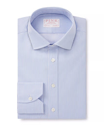 Pale Blue & White Tailored Fit Journey Twill Stripe Formal Shirt