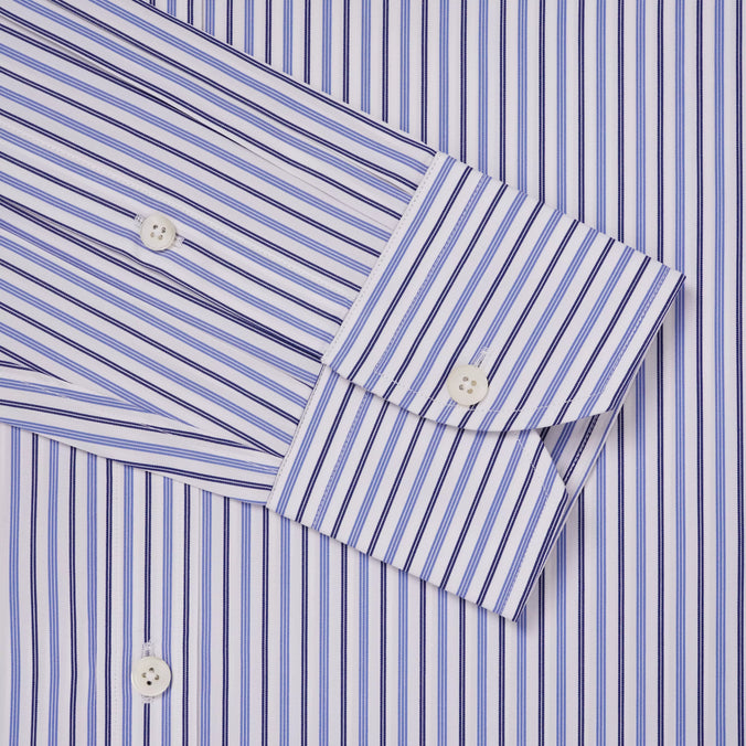 White & Blue Tailored Fit Regent Track Stripe Formal Shirt