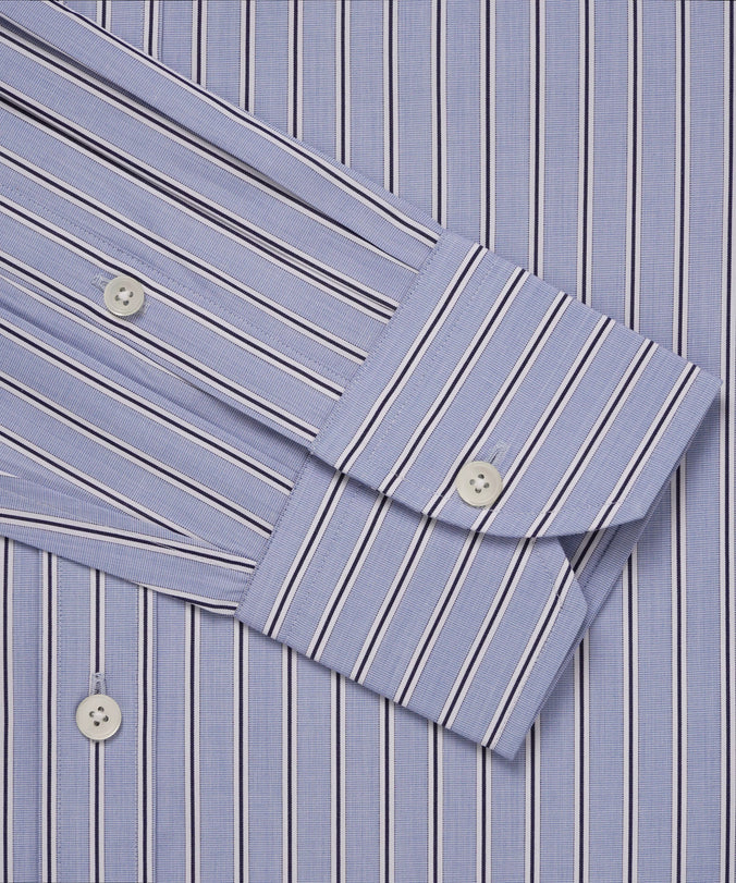 Blue & Navy Tailored Fit Regent End on End Stripe Formal Shirt