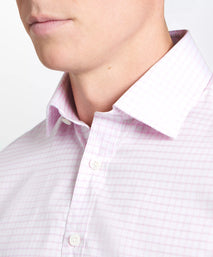 Pale Pink & White Tailored Fit Twill Graph Check Formal Shirt