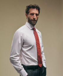 Pale Pink & White Tailored Fit Precise Hairline Stripe Formal Shirt