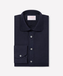 Navy Tailored Fit Essential Linen Formal Shirt