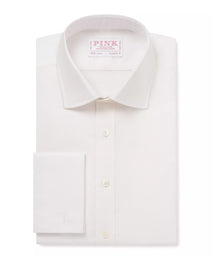 White Classic Fit Double Cuff Cotton Oxford Formal Shirt
