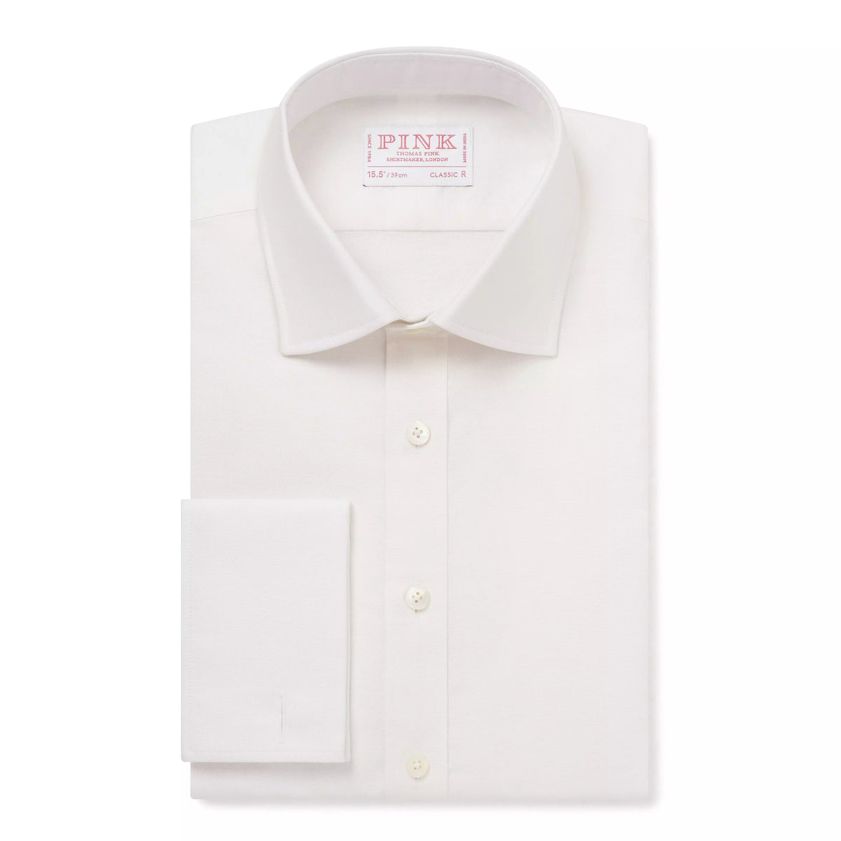 White Classic Fit Double Cuff Cotton Oxford Formal Shirt