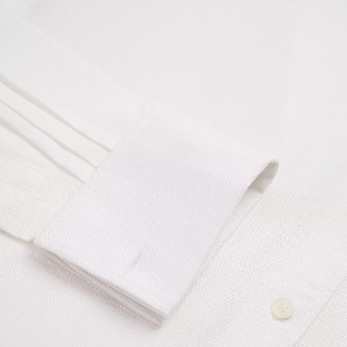 White Classic Fit Double Cuff Cotton Oxford Formal Shirt