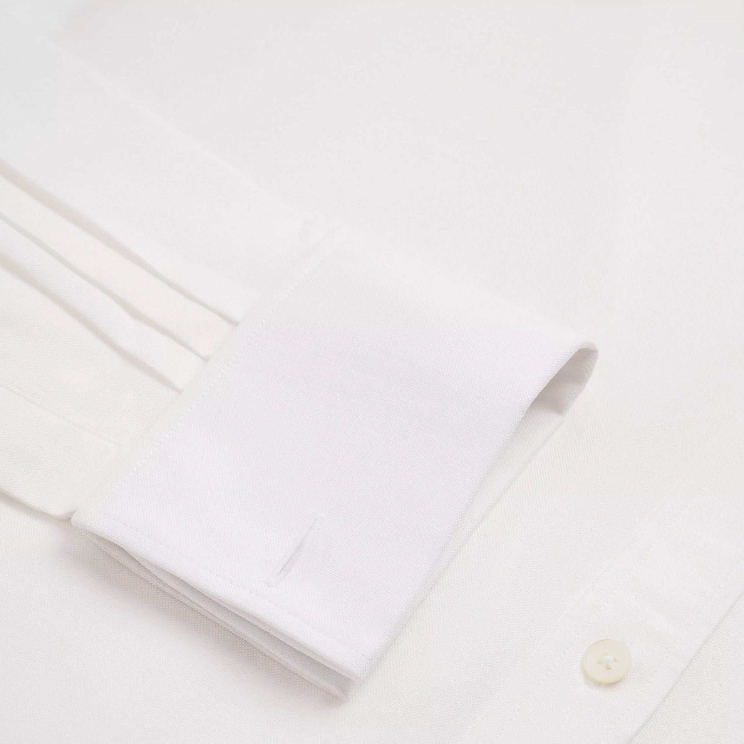 White Classic Fit Double Cuff Cotton Oxford Formal Shirt