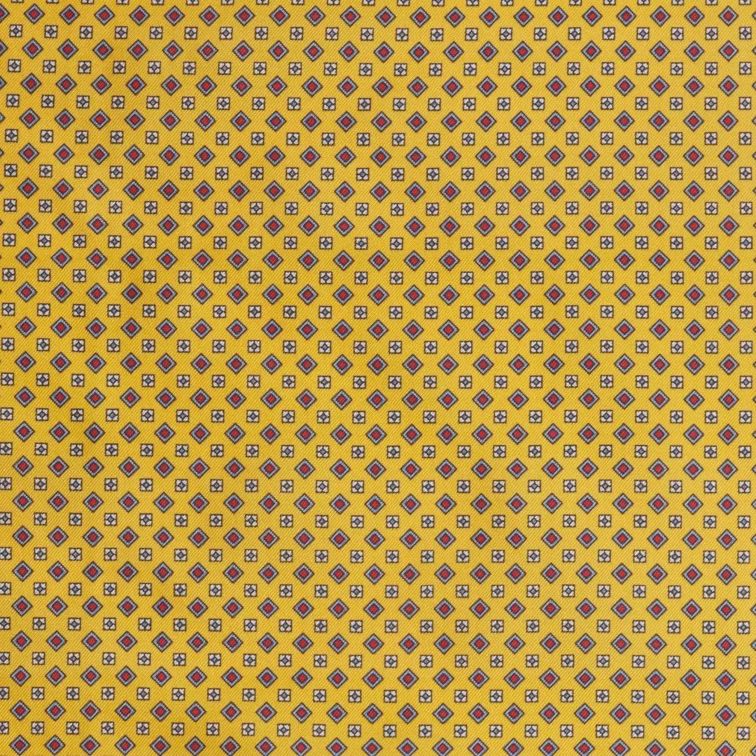 Yellow & Blue Small Biscuit Motif Silk Printed Tie